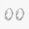 Pilgrim Zion Textured Silver Huggie Hoop Earrings Accessories 1 Pilgrim Zion Textured Silver Huggie Hoop Earrings Accessories