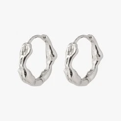 Pilgrim Zion Textured Silver Huggie Hoop Earrings Accessories