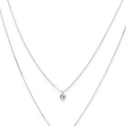 Pilgrim Lucia Pi Silver Double Necklace With Crystals