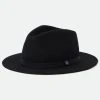 Brixton Messer Packable Fedora Black Wool Felt Hat