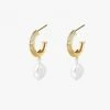 Silver Linings Aada Pearl Gold Hoop Earrings 2 Silver Linings Aada Pearl Gold Hoop Earrings