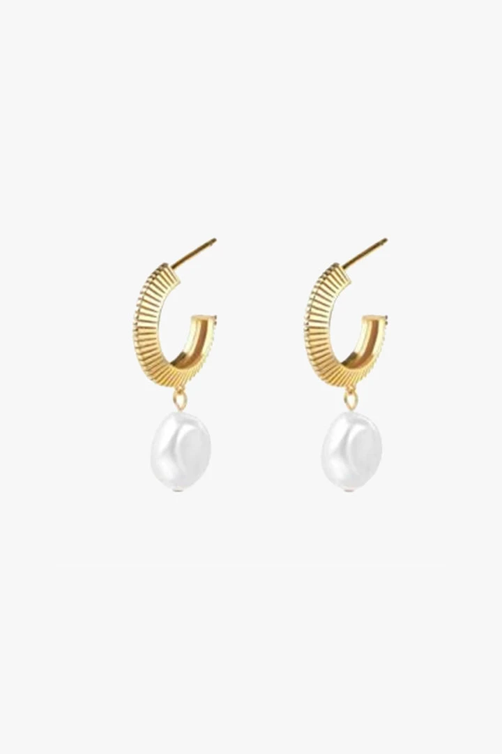Silver Linings Aada Pearl Gold Hoop Earrings 3 Silver Linings Aada Pearl Gold Hoop Earrings