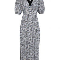 Among The Brave Amora Periwinkle Blue Floral SS Puff Sleeve Panel Bodice Bias Maxi Slip Dress 12 Among The Brave Amora Periwinkle Blue Floral SS Puff Sleeve Panel Bodice Bias Maxi Slip Dress