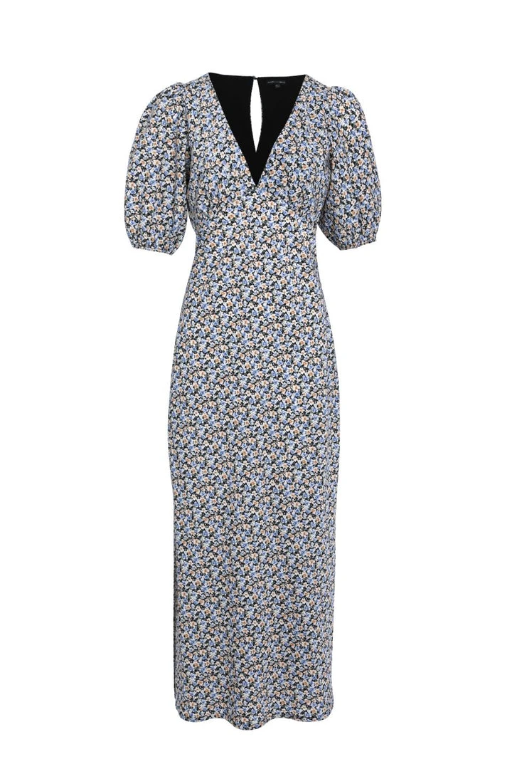 Among The Brave Amora Periwinkle Blue Floral SS Puff Sleeve Panel Bodice Bias Maxi Slip Dress 7 Among The Brave Amora Periwinkle Blue Floral SS Puff Sleeve Panel Bodice Bias Maxi Slip Dress