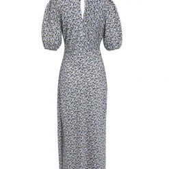 Among The Brave Amora Periwinkle Blue Floral SS Puff Sleeve Panel Bodice Bias Maxi Slip Dress 13 Among The Brave Amora Periwinkle Blue Floral SS Puff Sleeve Panel Bodice Bias Maxi Slip Dress