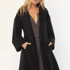 Amuse Society Asher Black Woven LS Coat