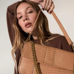 Brie Leon Isabel Biscuit Baby Croc Bag With Chain