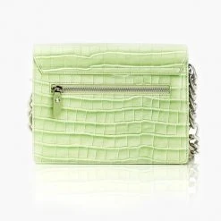 Stolen Girlfriends Club Accessories Big Trouble Acid Lime Croc Leather Shoulder Bag With Silver Chain Hardware