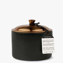 Paddy Wax Hygge Bergamot + Mahogany Ceramic Small Candle Brass Lid 140g Gifts For Her