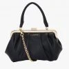 Saben Accessories Gigi Black Leather Vintage Small Frame Bag With Gold Clasp
