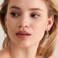 Ania Haie Chain Reaction Cable Link Large Fine Silver Hoop Earrings