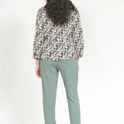 Ketz-Ke Fashion Divvy Black Ditsy Crew Neck LS Top