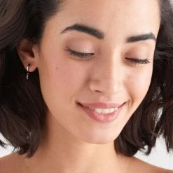 Ania Haie Glow Getter Silver Huggie Hoops With Crystal Drop Accessories