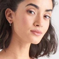 Ania Haie Modern Minimalism Silver Hoop Earrings With Circle Bead Detail Accessories