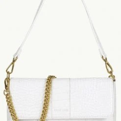 Brie Leon Accessories Isabel White Matte Croc Bag With Chain