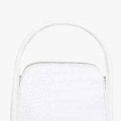 Brie Leon Accessories Evie Small Crossbody White Matte Croc Bag With Top Handle