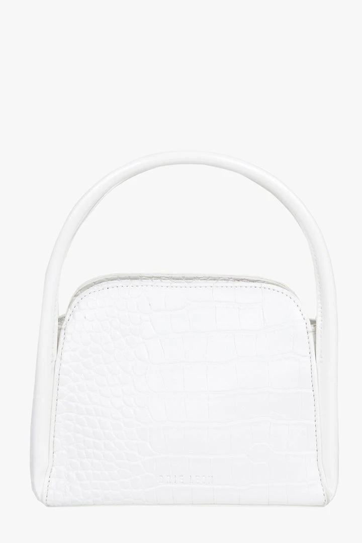 Brie Leon Accessories Evie Small Crossbody White Matte Croc Bag With Top Handle 3 Brie Leon Accessories Evie Small Crossbody White Matte Croc Bag With Top Handle