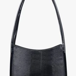 Brie Leon Mila Black Lizard Patent Shoulder Bag Accessories