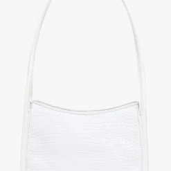 Brie Leon Accessories Mila White Matte Croc Patent Shoulder Bag