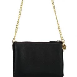 Saben Accessories Tilly's Big Sis Black Multi Pocket Chain Strap Leather Large Clutch