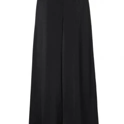 Among The Brave Super Luxe Black Elastic Waist Wide Leg Satin Pant Fashion