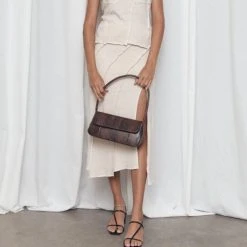 Brie Leon The Camille Dark Brown Snake Bag