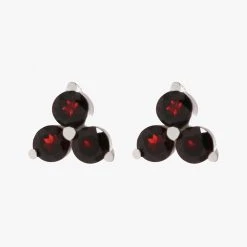 Silver Linings Accessories Casanova Silver Studs With Three Black Garnets
