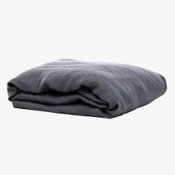 George Street Linen Belgian Washed Linen Charcoal King Fitted Sheet