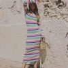 Charlie Holiday Martina Multi Stripe LS Midi Knit Dress Fashion 1 Charlie Holiday Martina Multi Stripe LS Midi Knit Dress Fashion