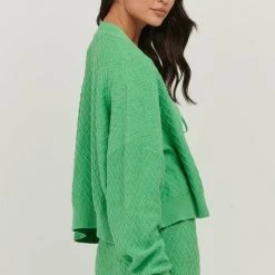 Charlie Holiday Fashion Camila Green LS Knit Cardigan