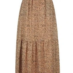 Charlie Holiday Whitney Abstract Brown Animal Tiered Maxi Skirt Fashion