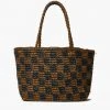 Brie Leon Check Small Walnut Black Straw Raffia Woven Tote 1 Brie Leon Check Small Walnut Black Straw Raffia Woven Tote