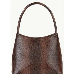 Brie Leon Accessories Chloe Top Handle Dark Brown Snake Bag
