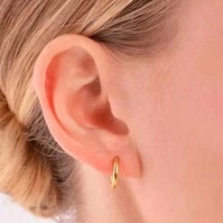 Linda Tahija Accessories Classic Huggie Earrings Sterling Silver 14K Gold Plated