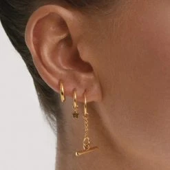 Linda Tahija Accessories Classic Huggie Earrings Sterling Silver 14K Gold Plated