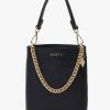 Saben Accessories Coco Black Leather Bucket Bag With Gold Chain Detailing