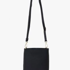 Saben Accessories Coco Black Leather Bucket Bag With Gold Chain Detailing