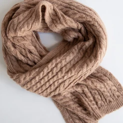 Sophie Accessories Cosy Oat Cable Mohair Blend Woven Scarf
