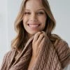 Sophie Accessories Cosy Oat Cable Mohair Blend Woven Scarf