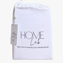 Home Lab 1000TC 100% Cotton Hotel Luxe Euro Pillowcase White Cushion, Throws & Linen