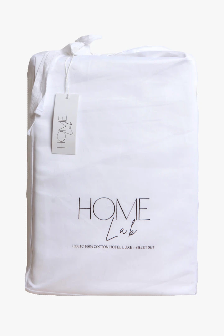 Home Lab 1000TC 100% Cotton Hotel Luxe Sheet Set King White Cushion, Throws & Linen 3 Home Lab 1000TC 100% Cotton Hotel Luxe Sheet Set King White Cushion, Throws & Linen