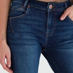 Pulz Jeans Emma Dark Blue Highwaist Straight Denim Jean Fashion