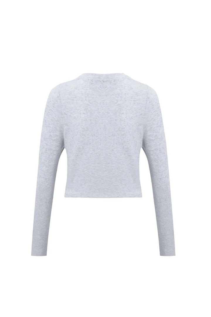 Among The Brave Dazed Snow Marle Twist Front LS Crop Top 6 Among The Brave Dazed Snow Marle Twist Front LS Crop Top