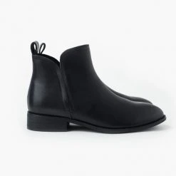 Walnut Douglas Black Leather Ankle Boot