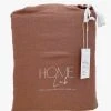Home Lab 100% French Linen Duvet Cover Set Queen Chestnut Dusky Rose