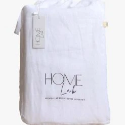 Home Lab Cushion, Throws & Linen 100% French Linen Duvet Cover Set Super King White