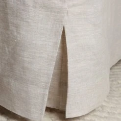 Home Lab 100% French Linen Bed Skirt King Natural Oatmeal