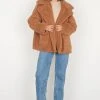 Esmaee Elsewear Toffee Double Breasted Teddy Jacket Fashion
