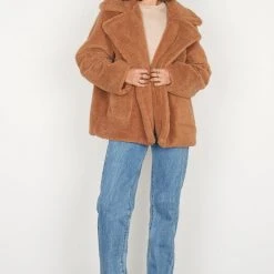 Esmaee Elsewear Toffee Double Breasted Teddy Jacket Fashion