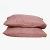 Home Lab Cushion, Throws & Linen 100% French Linen Pillowcase Pair Chestnut Dusky Rose